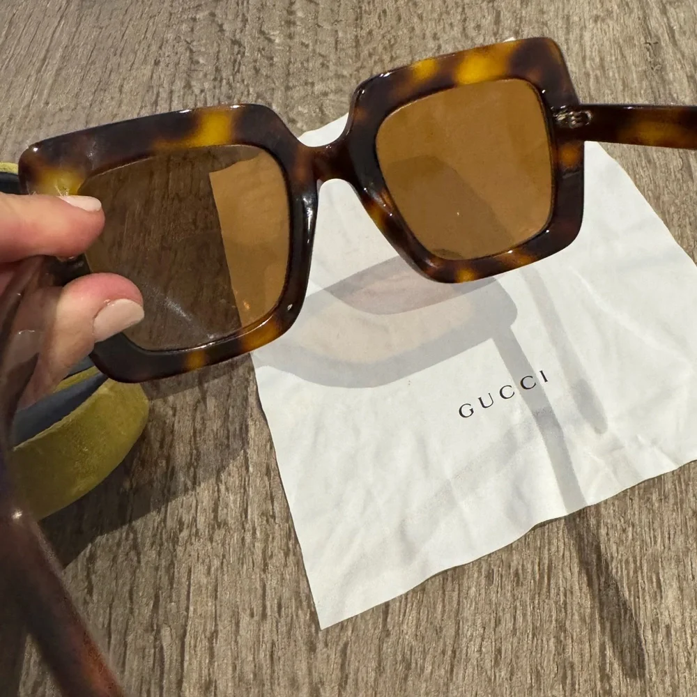 Gucci Square Tortoise Sunglasses.